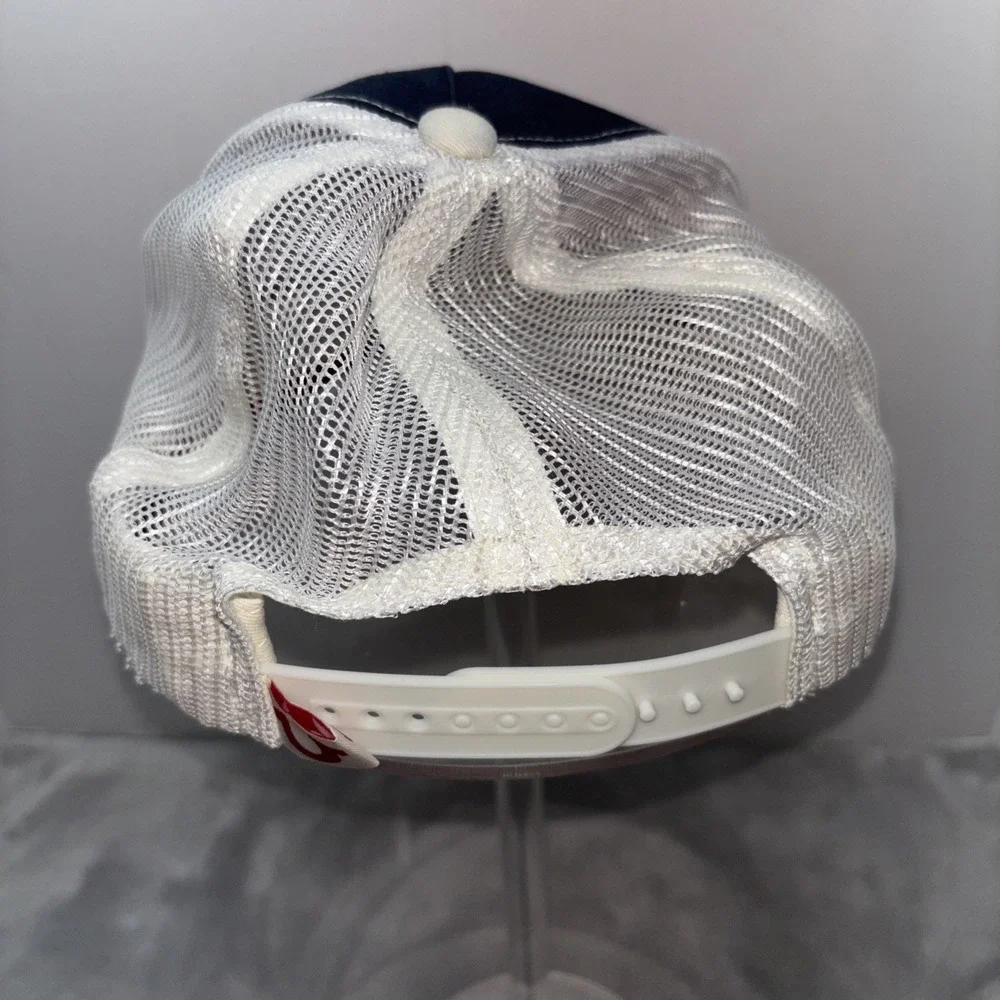 Vintage True Religion Snapback Trucker Hat Cap Blue Red Mesh Frayed Y2K 2000s
